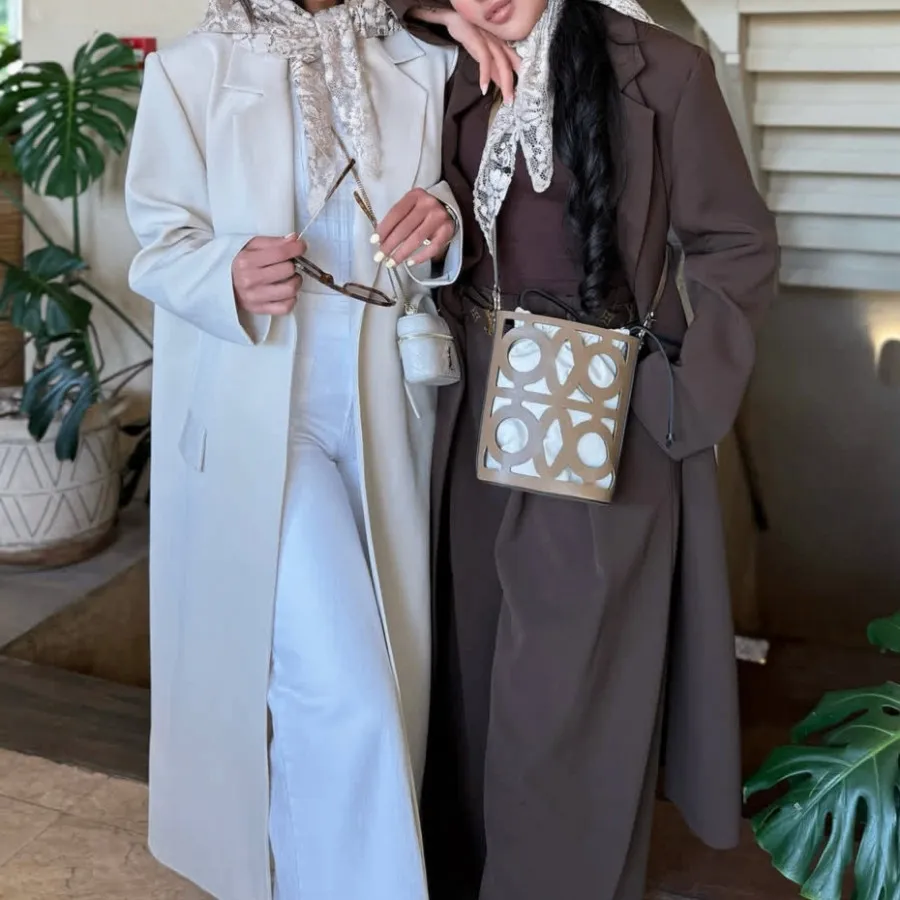 کت بلند کرپ قهوه ای