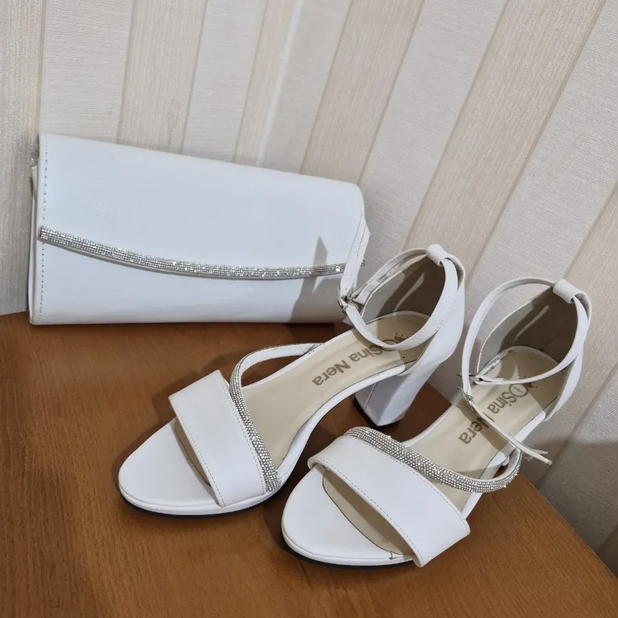 ست کیف و کفش مجلسی سفید