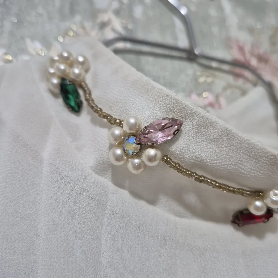 شومیز سفید جواهردوزی