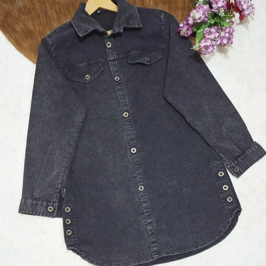 مانتو جین بغل دکمه