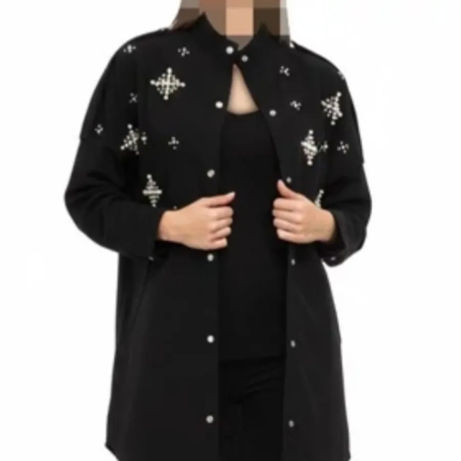 ترنچ کت مرواریدی کاپشن مش