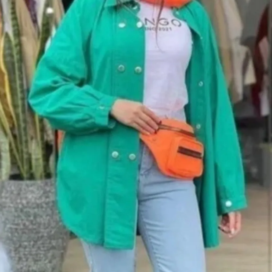 شومیز سبزکت کتان لینن فری