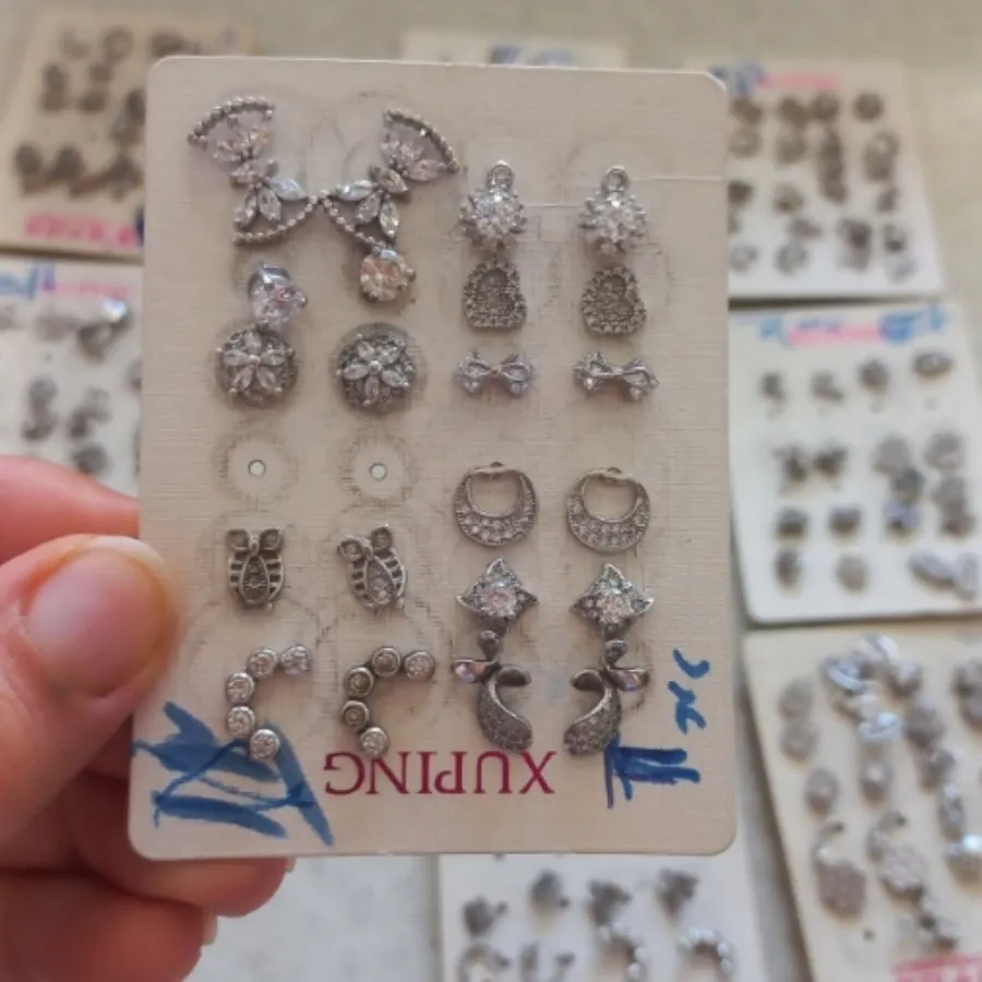 گوشوارمیخی وزنجیر925