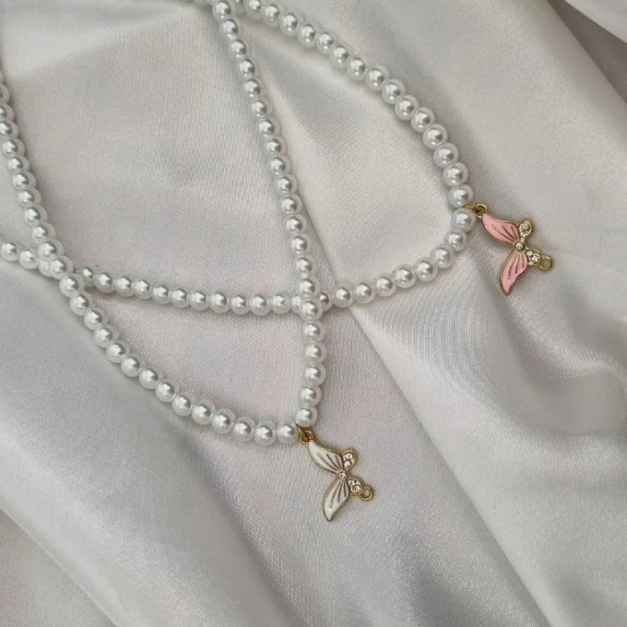 گردنبند مرواریدی پلاک دار