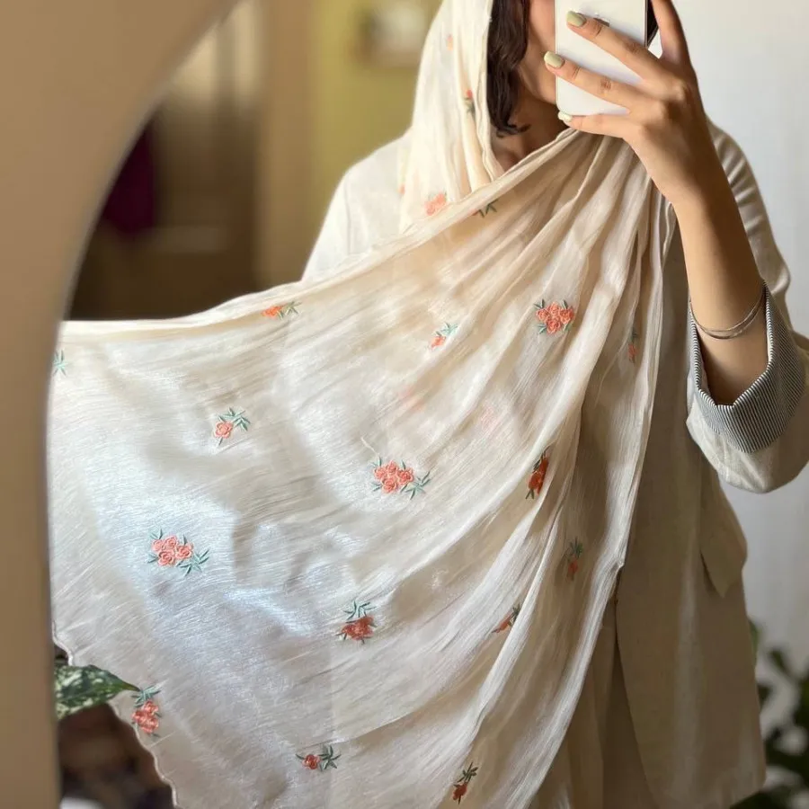 شال حریر گلدار