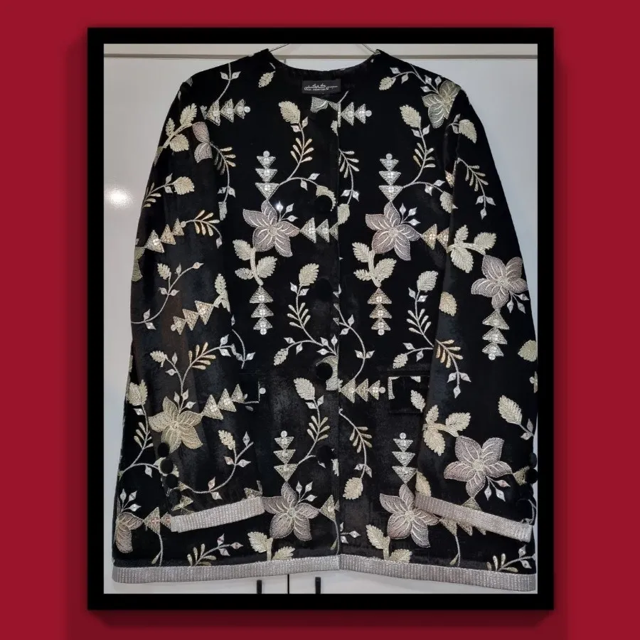 کت مخمل گلدوزی پولکدوزی