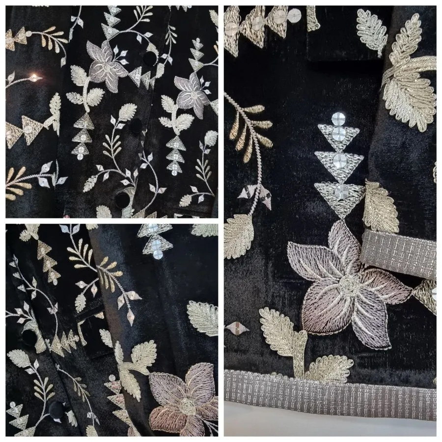 کت مخمل گلدوزی پولکدوزی