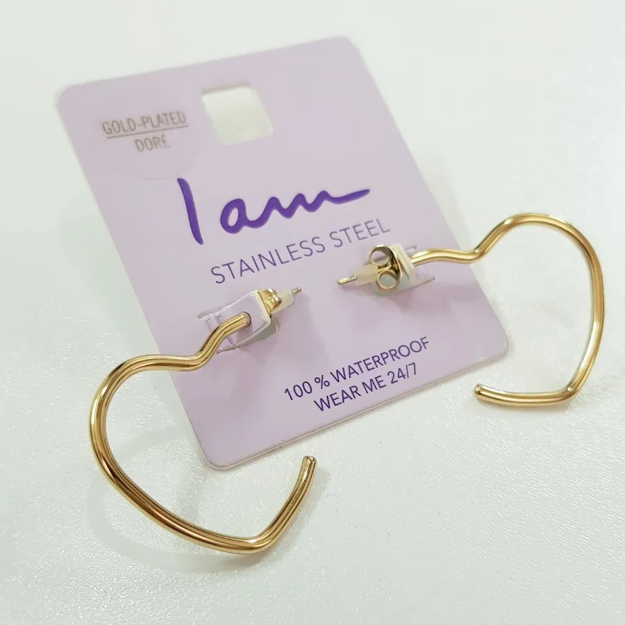 گوشواره قلبی استیل طلایی