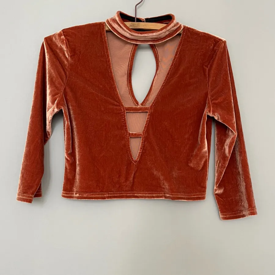 کراپ مخمل استین دار