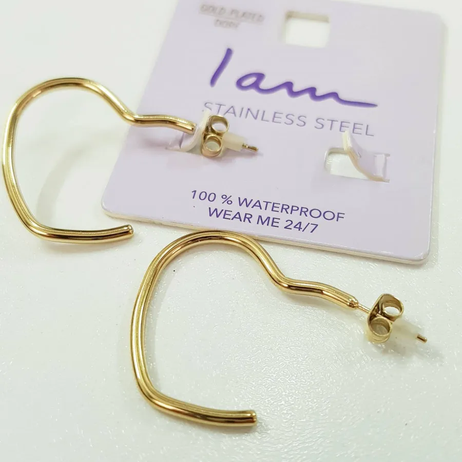 گوشواره قلب استیل طلایی