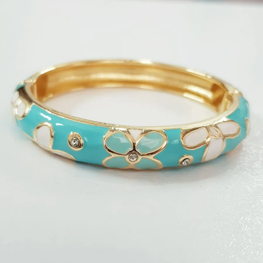 بنگل مینا کاری فنری طلایی