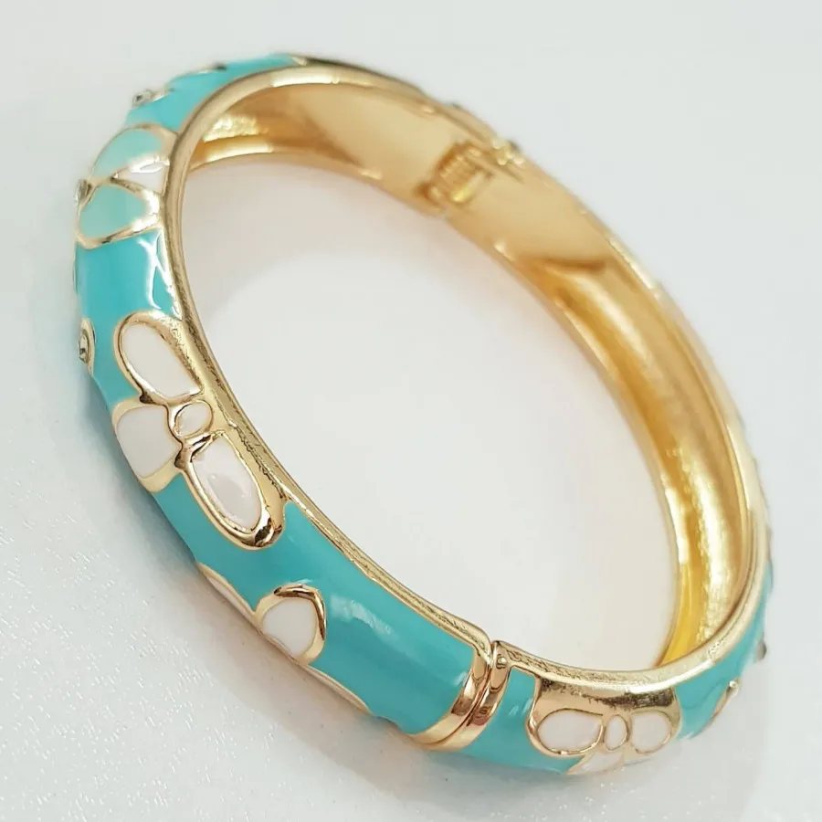 بنگل مینا کاری فنری طلایی