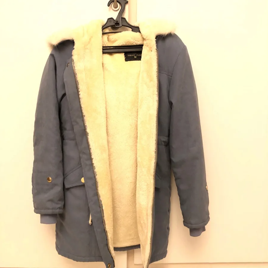 کاپشن آبی داخل پشم و پلار