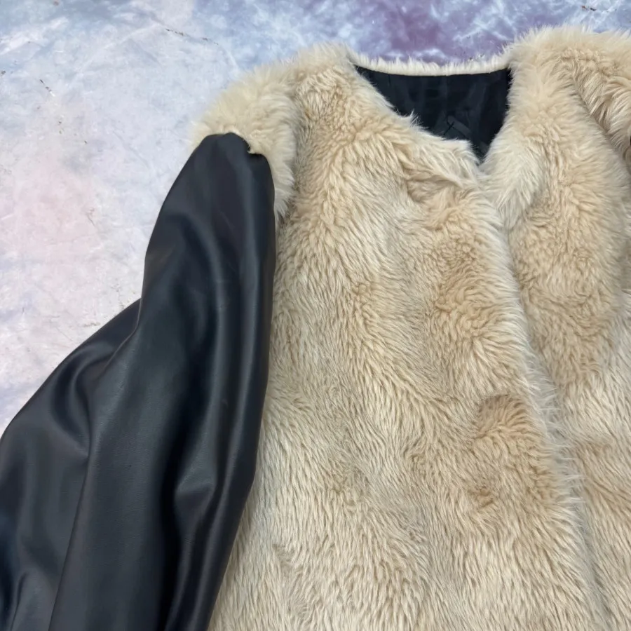 پالتو خز استین چرم