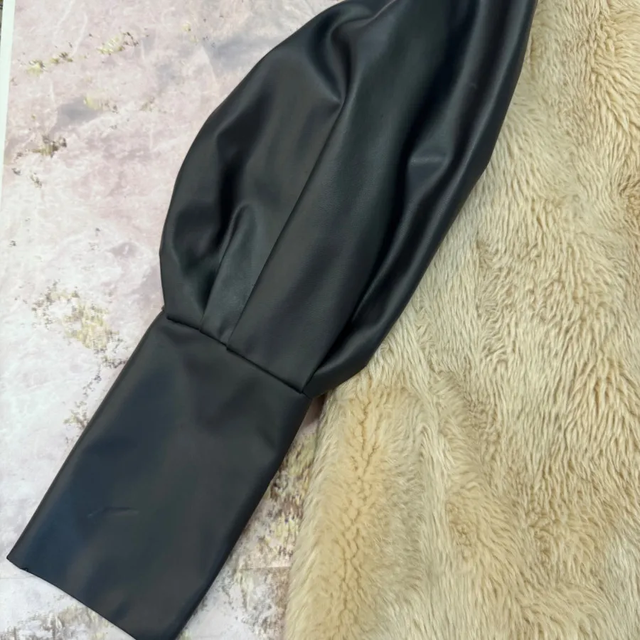 پالتو خز استین چرم