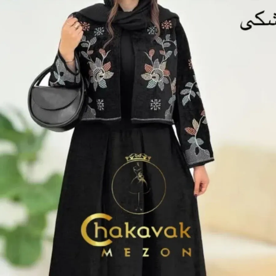 ست کت دامن مخمل گلدوزی