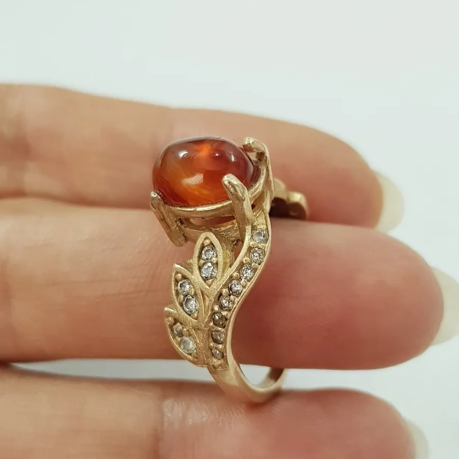 انگشتر طلاروس سنگ عقیق