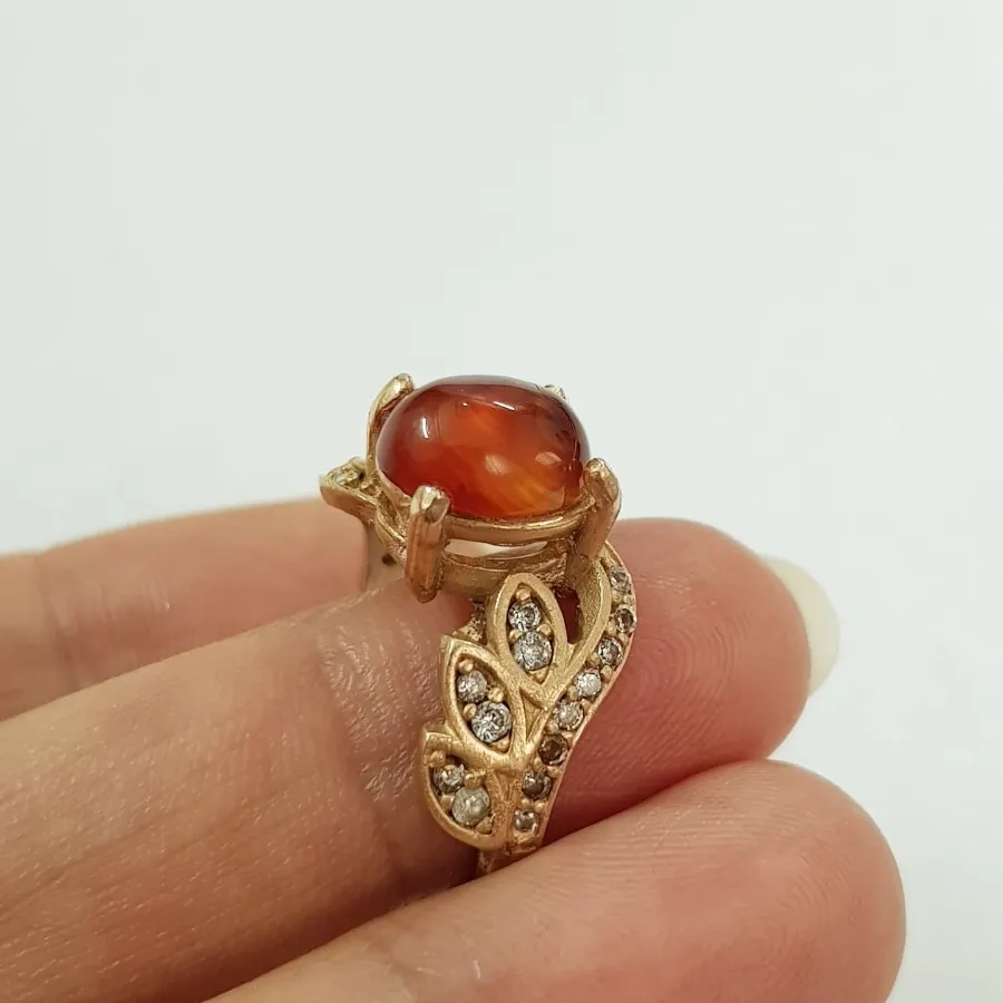 انگشتر طلاروس سنگ عقیق