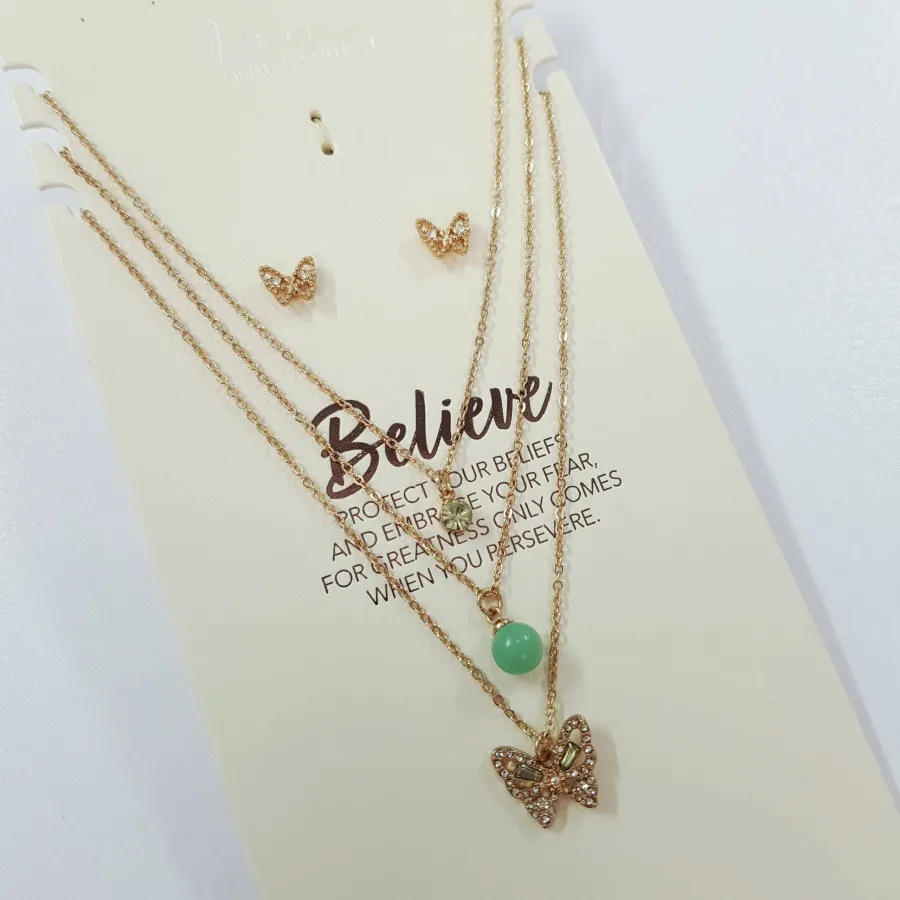 گردنبند سه تایی و گوشواره