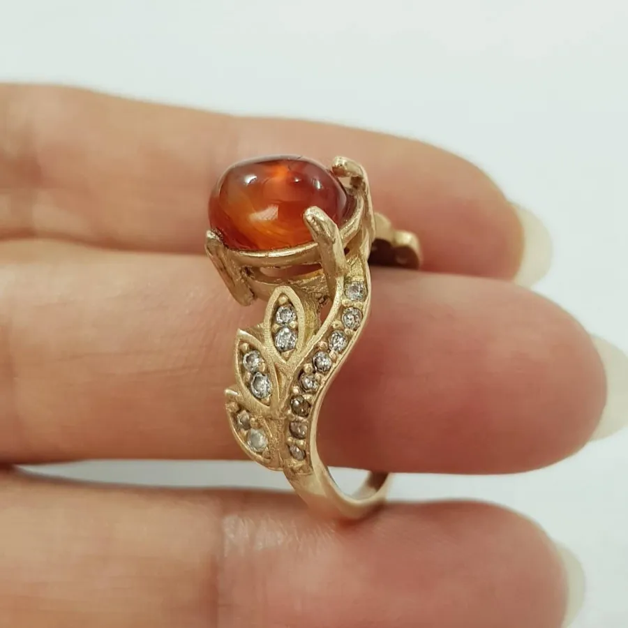 انگشتر طلاروس سنگ عقیق