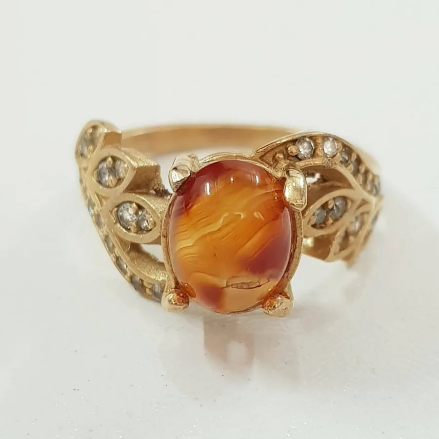 انگشتر طلاروس سنگ عقیق