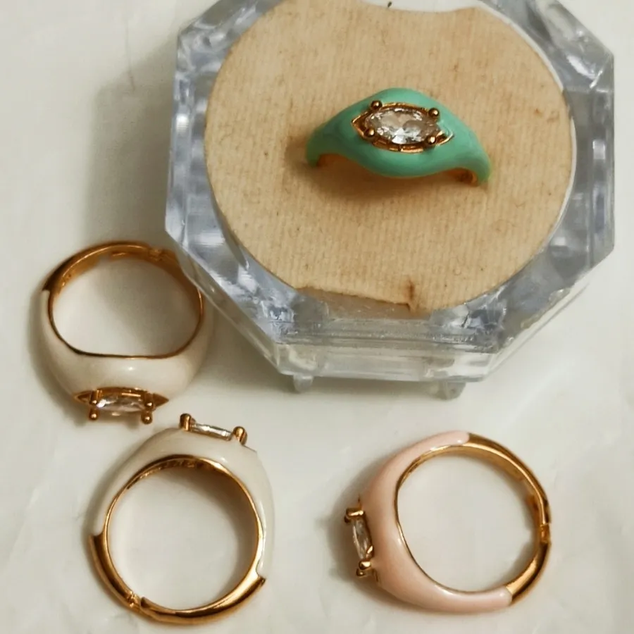 انگشتر تک نگین مینا کاری