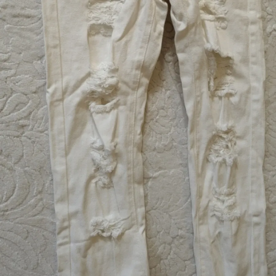 شلوار جین سفید زاپ دار