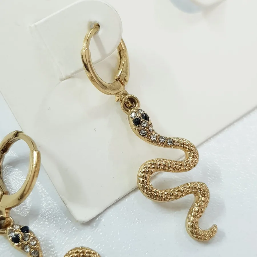 گوشواره روکش طلا آویز مار