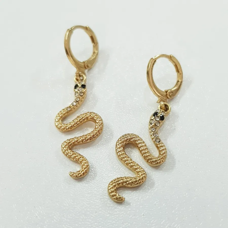 گوشواره روکش طلا آویز مار