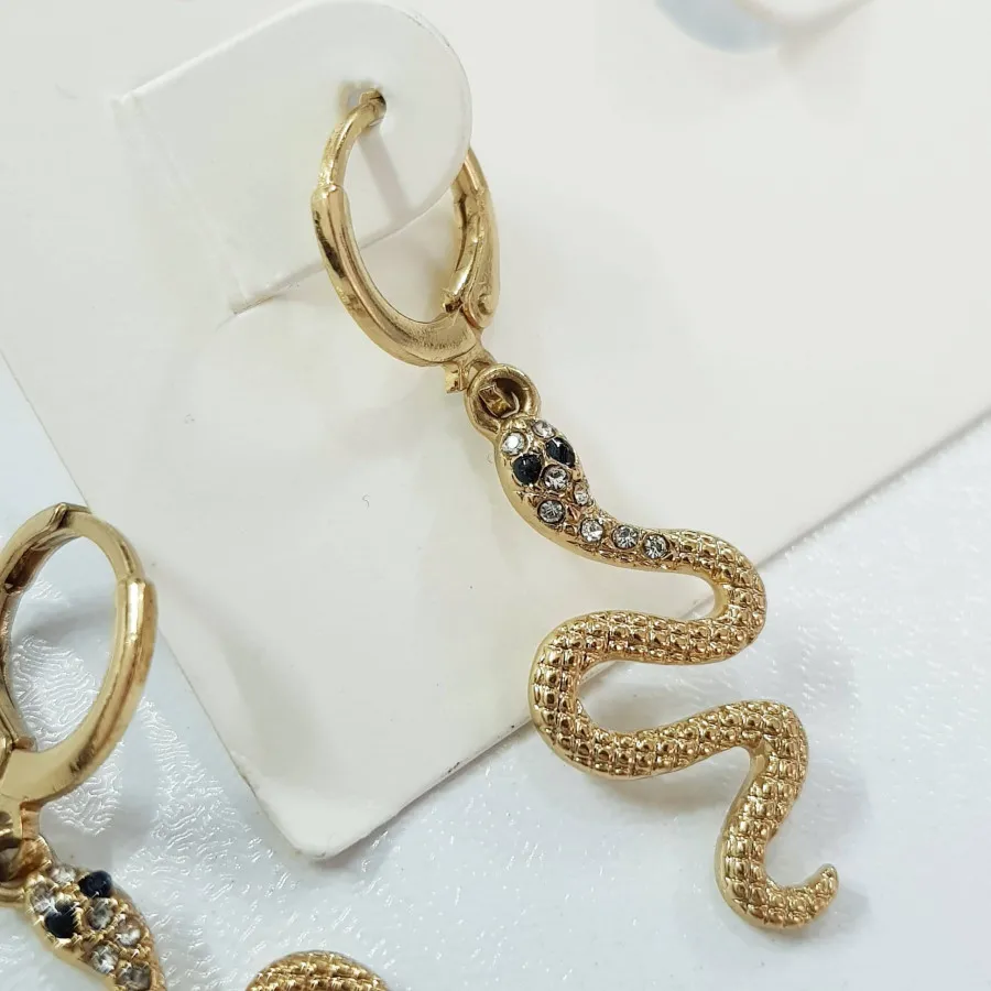 گوشواره مار آبکاری طلا