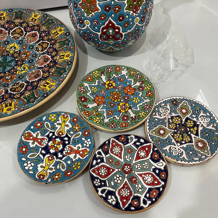 ست تنگ و بشقاب میناکاری