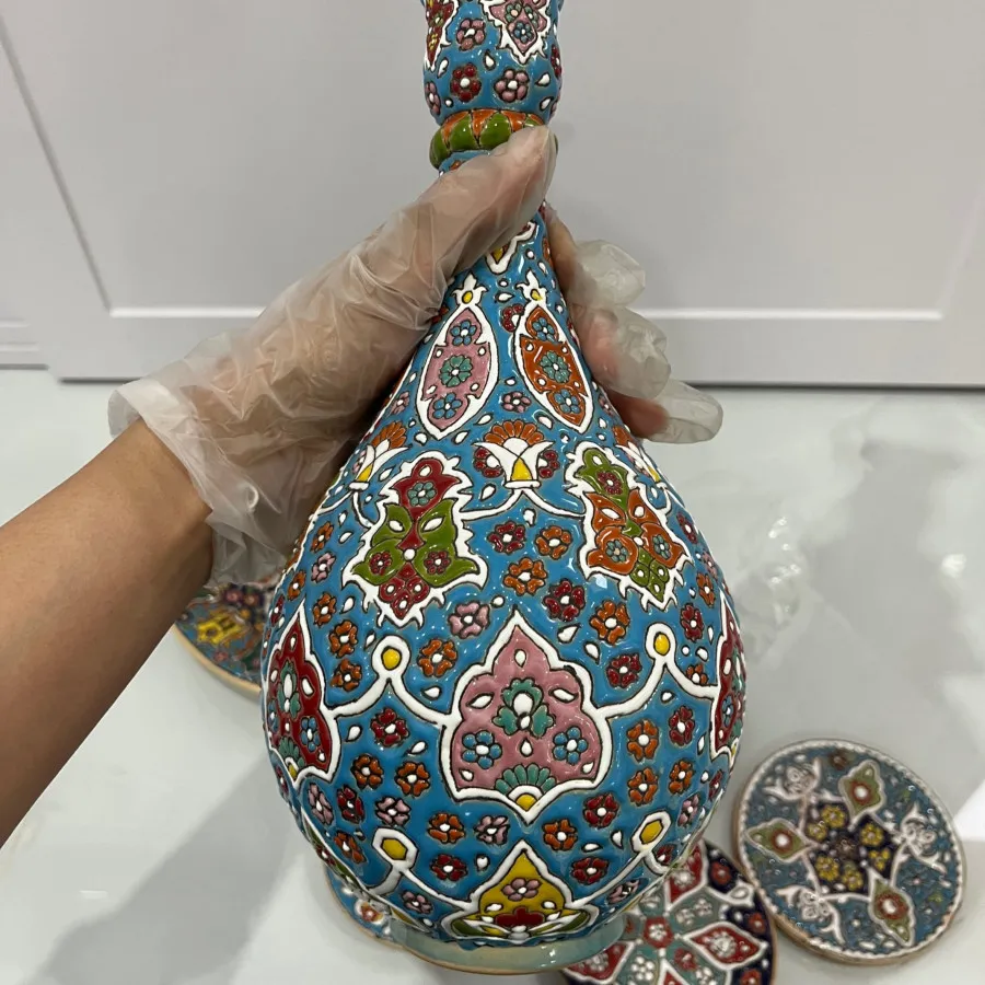 ست تنگ و بشقاب میناکاری