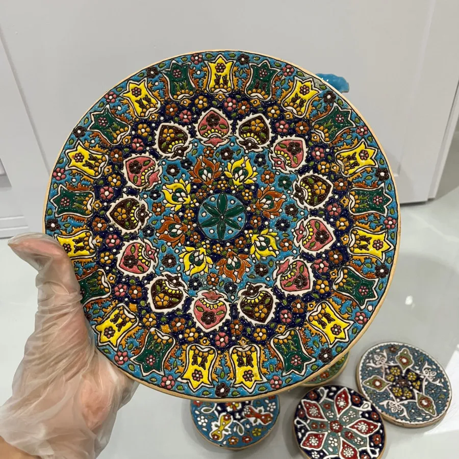 ست تنگ و بشقاب میناکاری