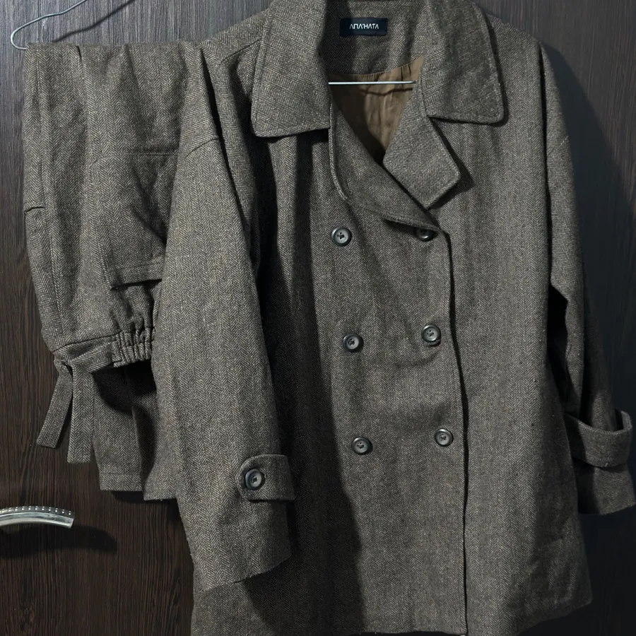 ست پالتو شلوار پشمی جناغی