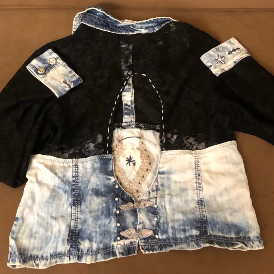 بلوز و دامن جین و گیپور