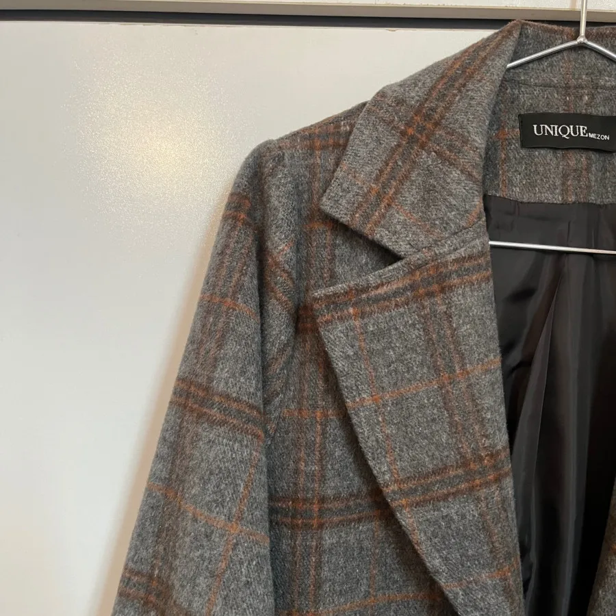 پالتو پشمی بلند چهارخانه