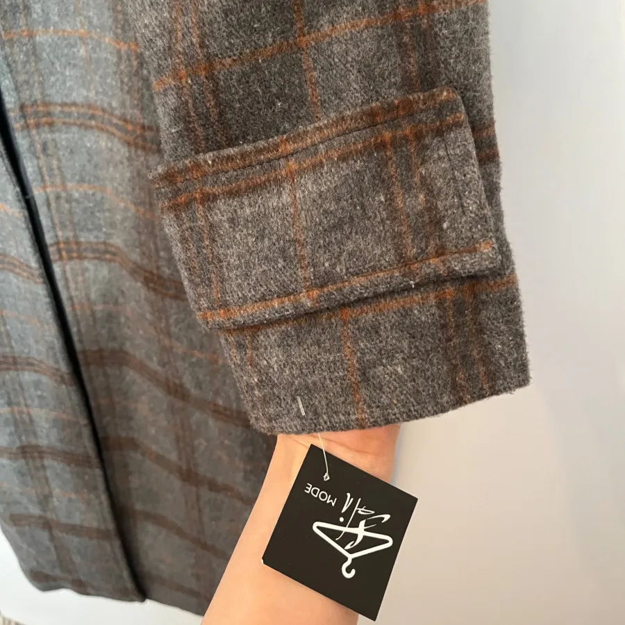 پالتو پشمی بلند چهارخانه