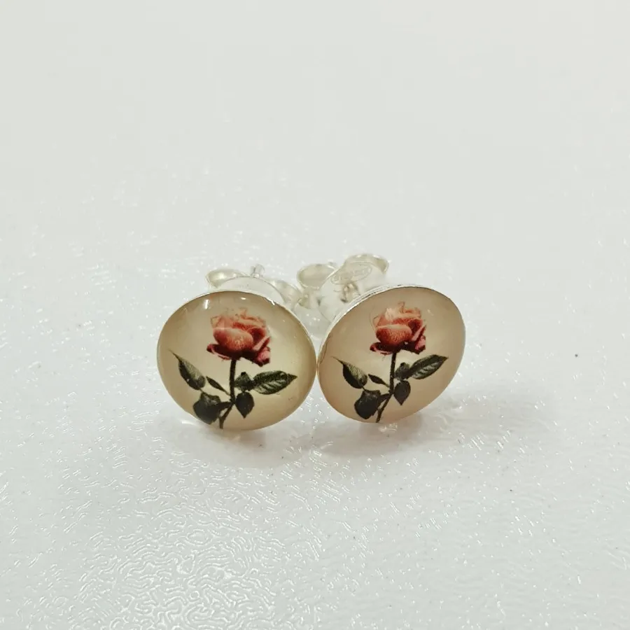 گوشواره نقره 925 گل رز