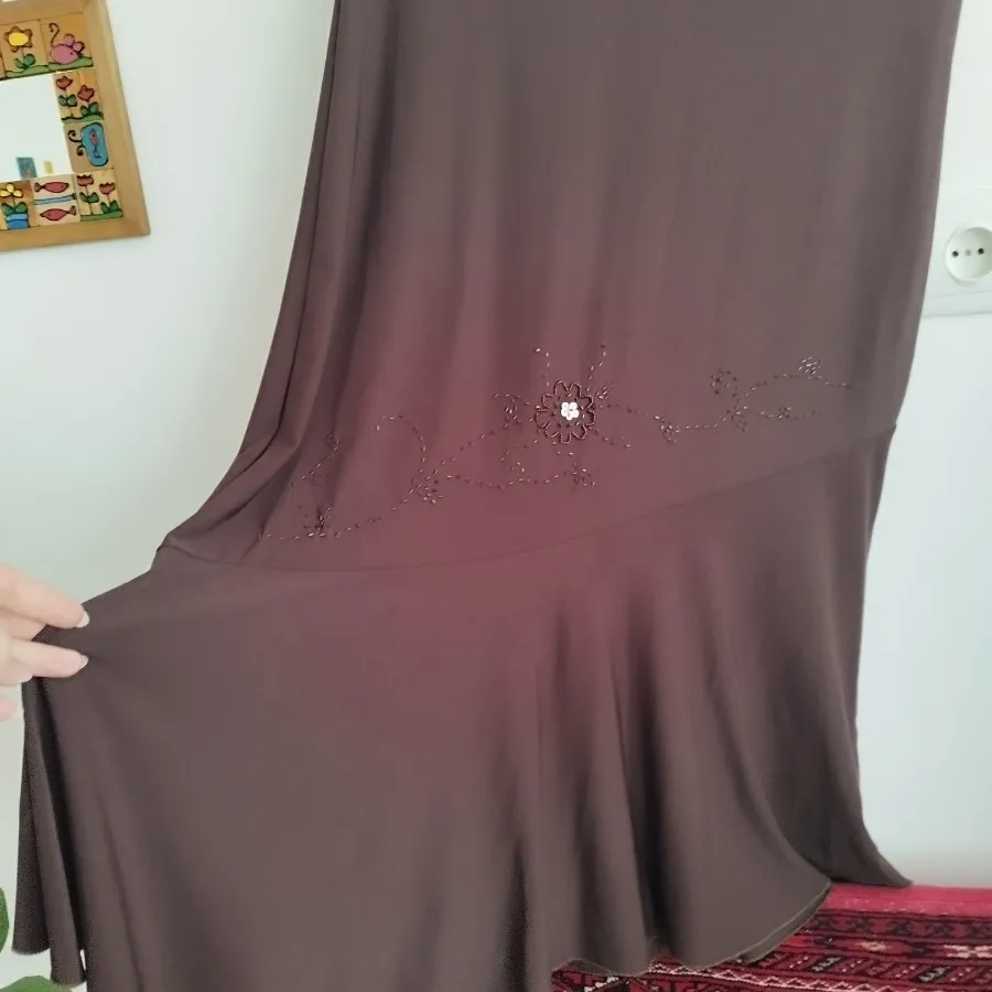 دامن ریون قهوه ای