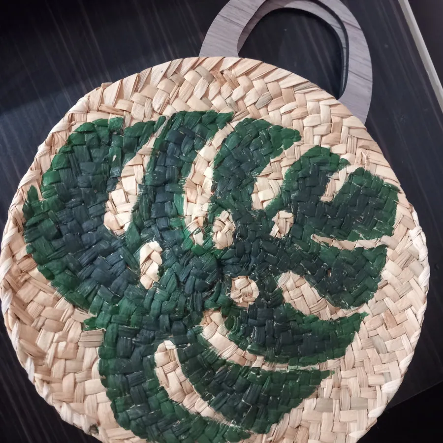 کیف حصیری دسته چوبی