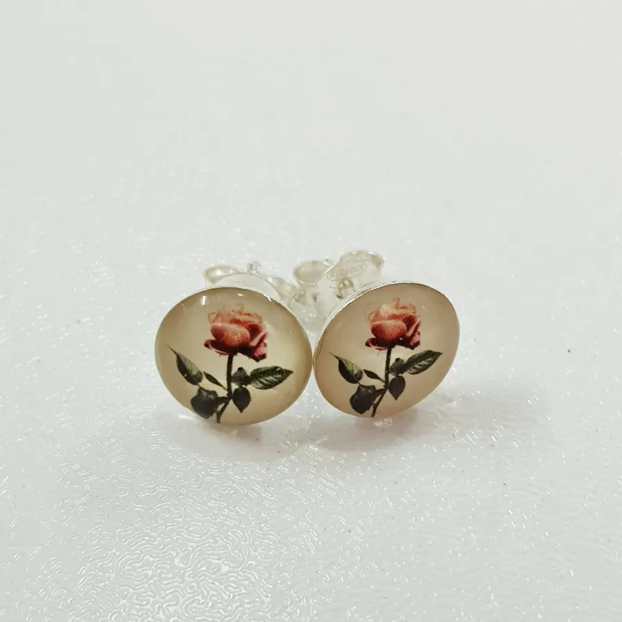 گوشواره نقره 925 گل رز