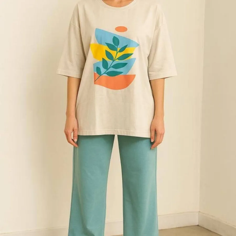 ست تیشرت لانگ و شلوار بگ