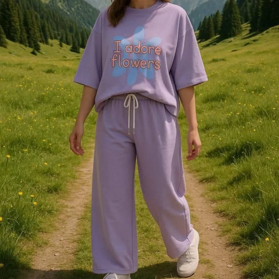 ست تیشرت لانگ و شلوار بگ