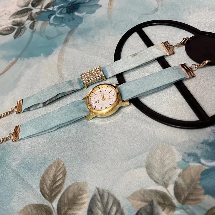 شال سبزآبی+ساعت ست