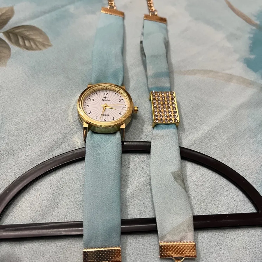 شال سبزآبی+ساعت ست