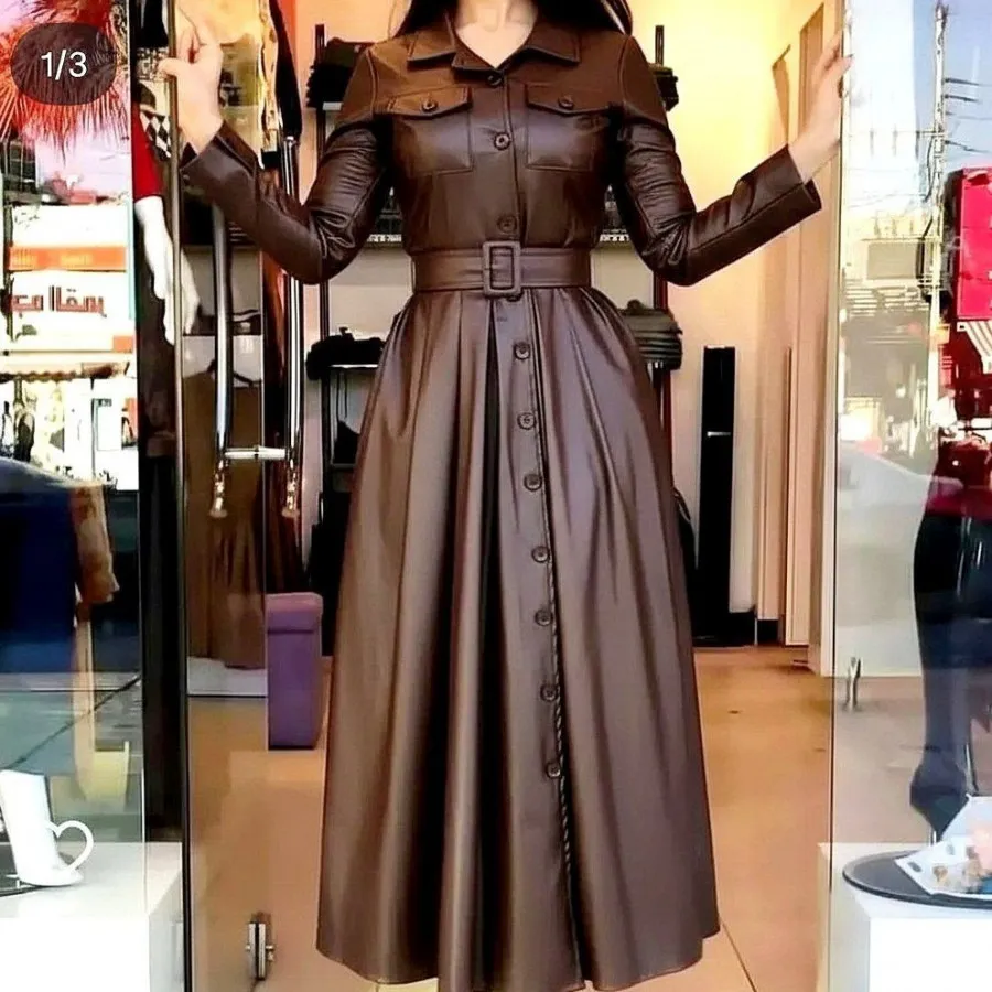 مانتو چرمی بلند