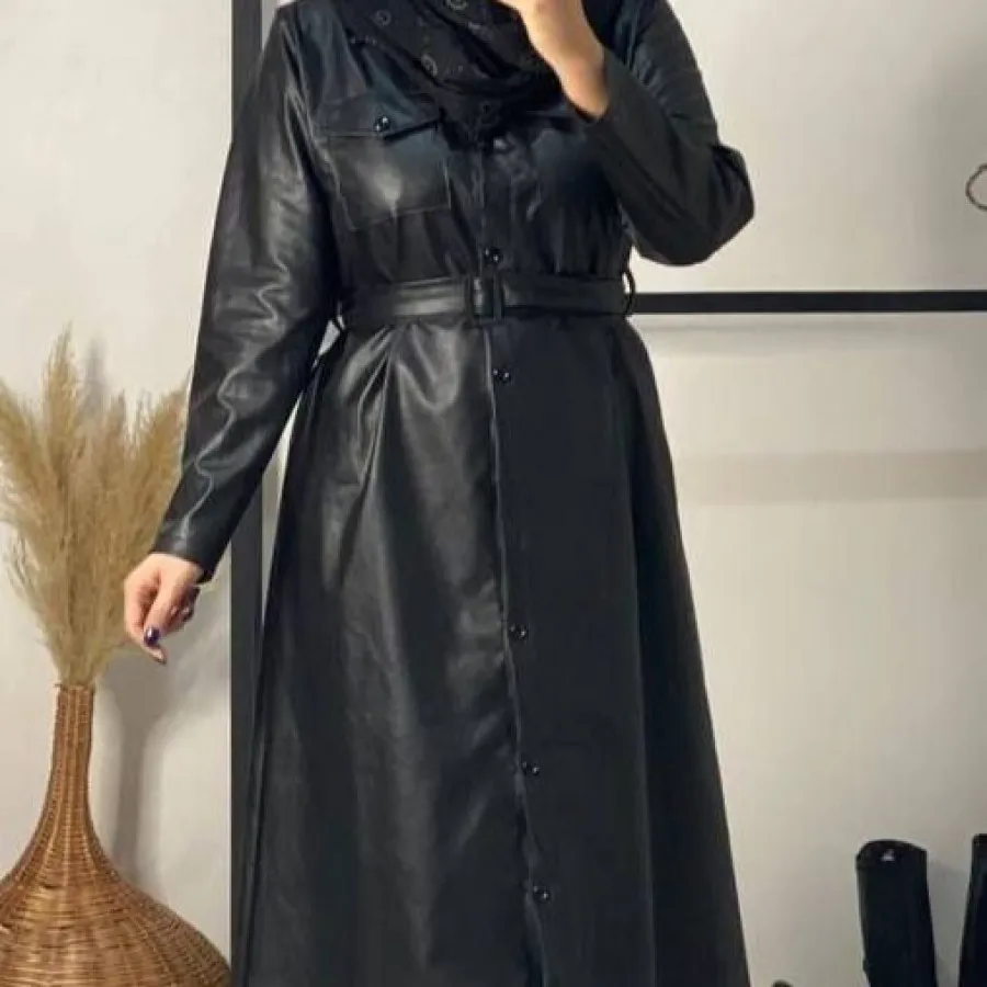 مانتو چرمی بلند