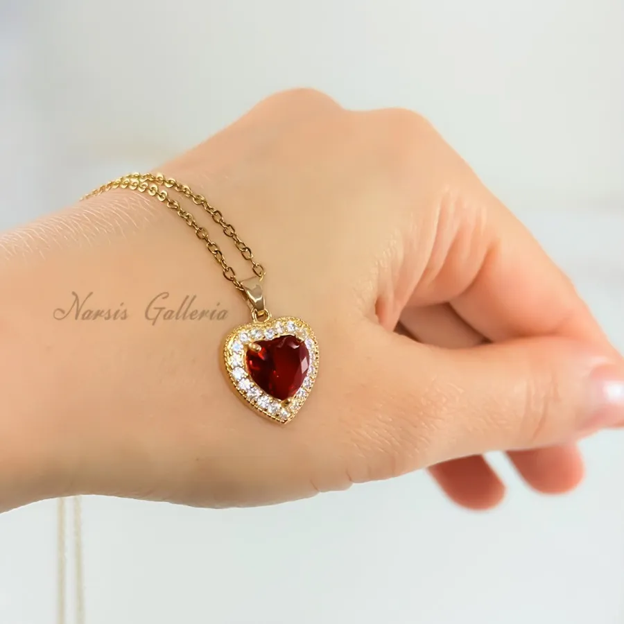 گردنبند استیل طرح جواهر