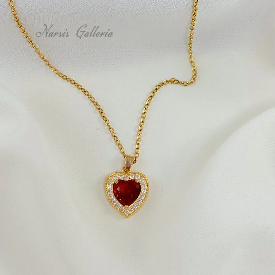 گردنبند استیل طرح جواهر