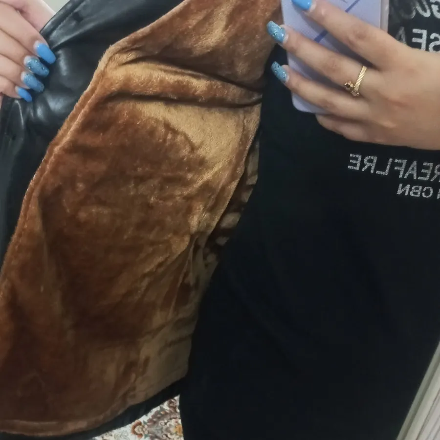 پالتو چرم مشکی آستردار